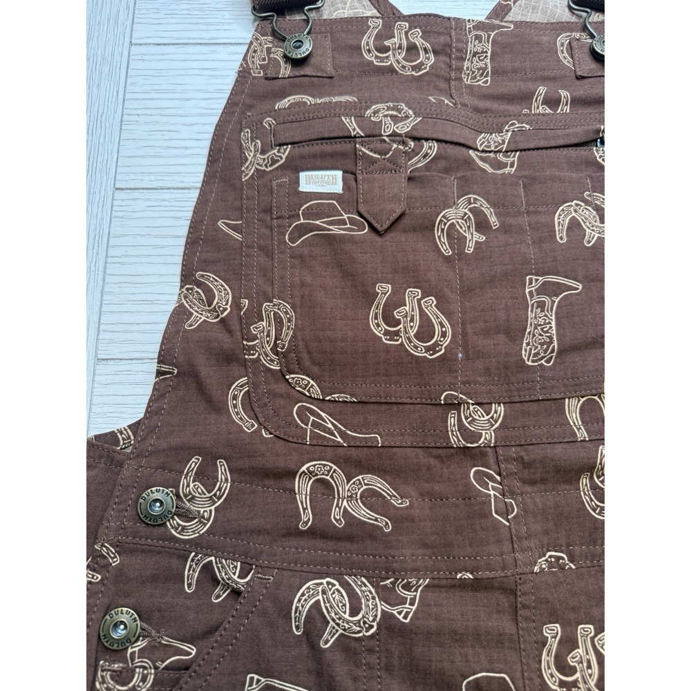 Duluth Trading Co Women's Heirloom Bib Overalls Dark Roast Western Charm XS/31 - Picture 5 of 10